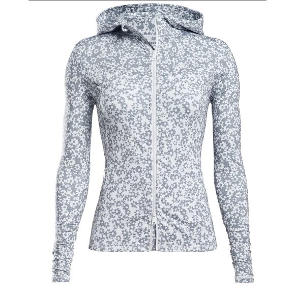 🌸 G/FORE Women's Outline Floral Cozy Jersey Full Zip Mid Layer Golf Jacket (XL) - Picture 1 of 11